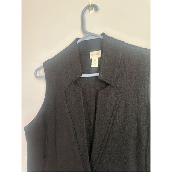 Chico’s Black 100% Boiled Wool Women’s Vest Snap Closure - Picture 8 of 13